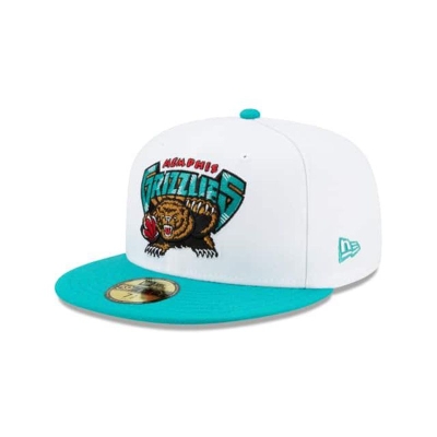 White Memphis Grizzlies Hat - New Era NBA Hardwood Classic Nights 59FIFTY Fitted Caps USA2069834